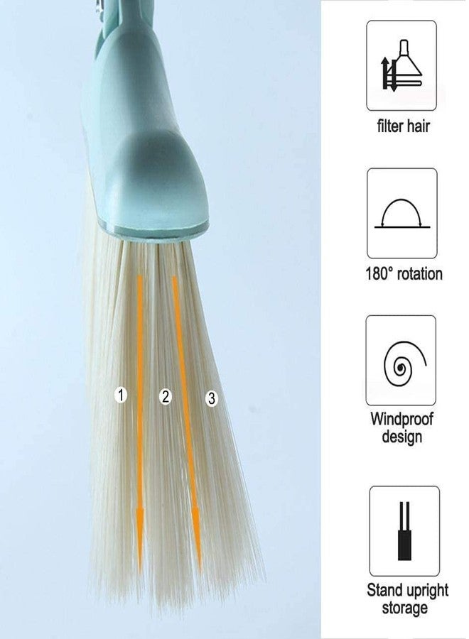 TRADY طقم تنظيف منزلي متعدد الوظائف من TRADY، مكنسة ناعمة، مقبض طويل، جاروف دوار، حافة مطاطية، مصنوع من البلاستيك، مع جاروف دوار. - Image 4